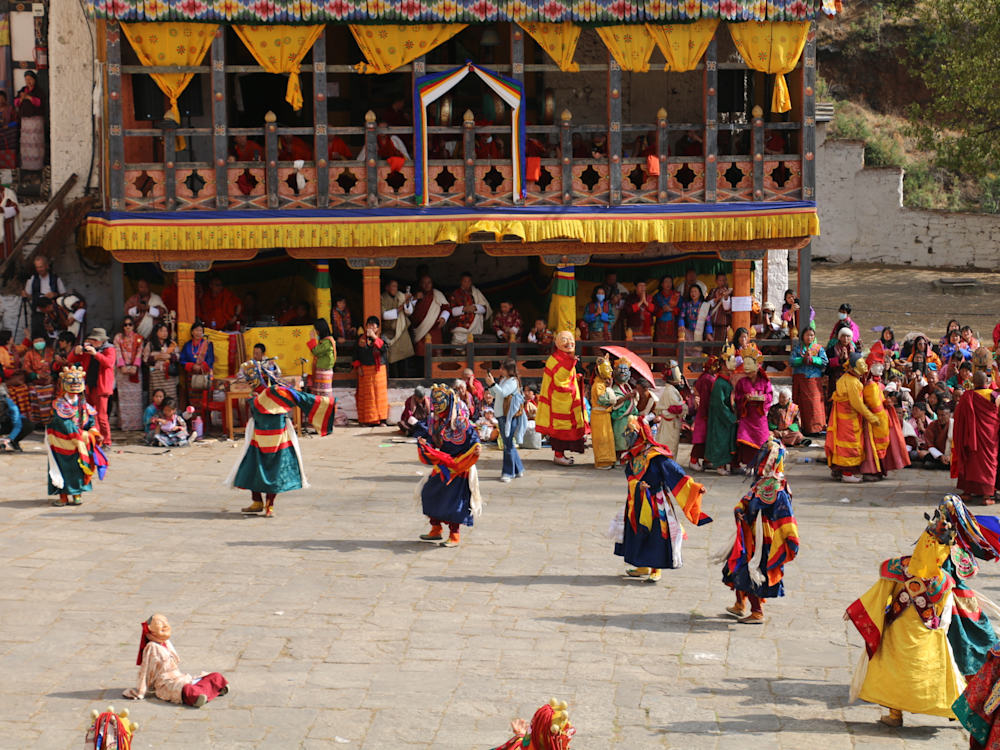 Bhhutan performers outside temple